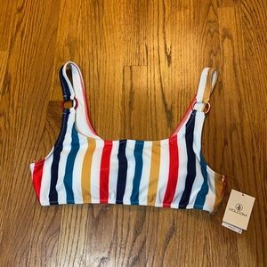 Volcom Scoop Neck Striped Bikini Top